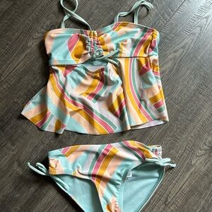 Colorful Striped Tankini Set